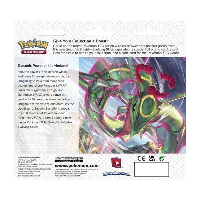Pokémon TCG: Sword & Shield-Evolving Skies 3 Booster Packs, Eiscue Promo Card & Coin - Bilde 2