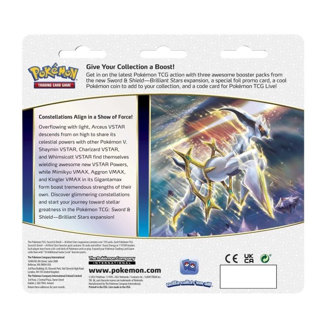 Pokémon TCG: Sword & Shield-Brilliant Stars 3 Booster Packs, Coin & Leafeon Promo Card - Bilde 2